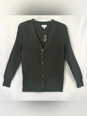 New QVC Belle by Kim Gravel Button Front V Neck Cardigan Sweater / XS